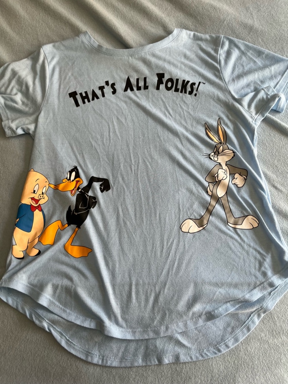 Warner Bros. Juniors Light Blue Looney Tunes Graphic Tee Size L (11/13)